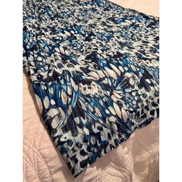 NWT Anne Klein Flowy Halter Marine Blue Multi Midi Dress 10 - Picture 4 of 8